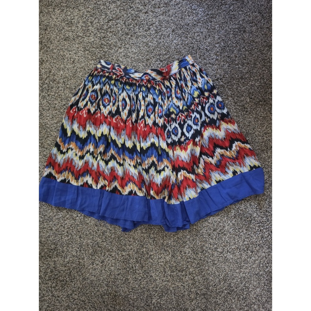 Boho-Chic Unbranded Ikat Style Skirt‎ Lightweight, Fire Colors, Y2K Vintage